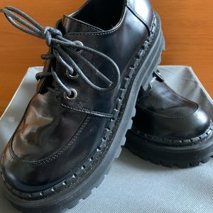 Unif Black Leather Tie Shoes Size 7